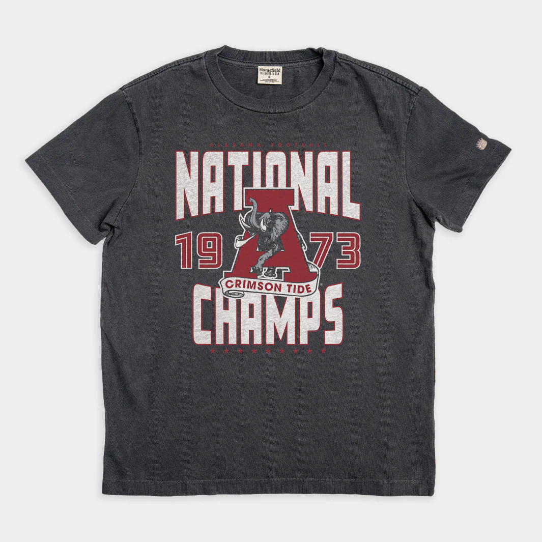 Alabama Football 1973 National Champs Vintage Heavyweight Tee