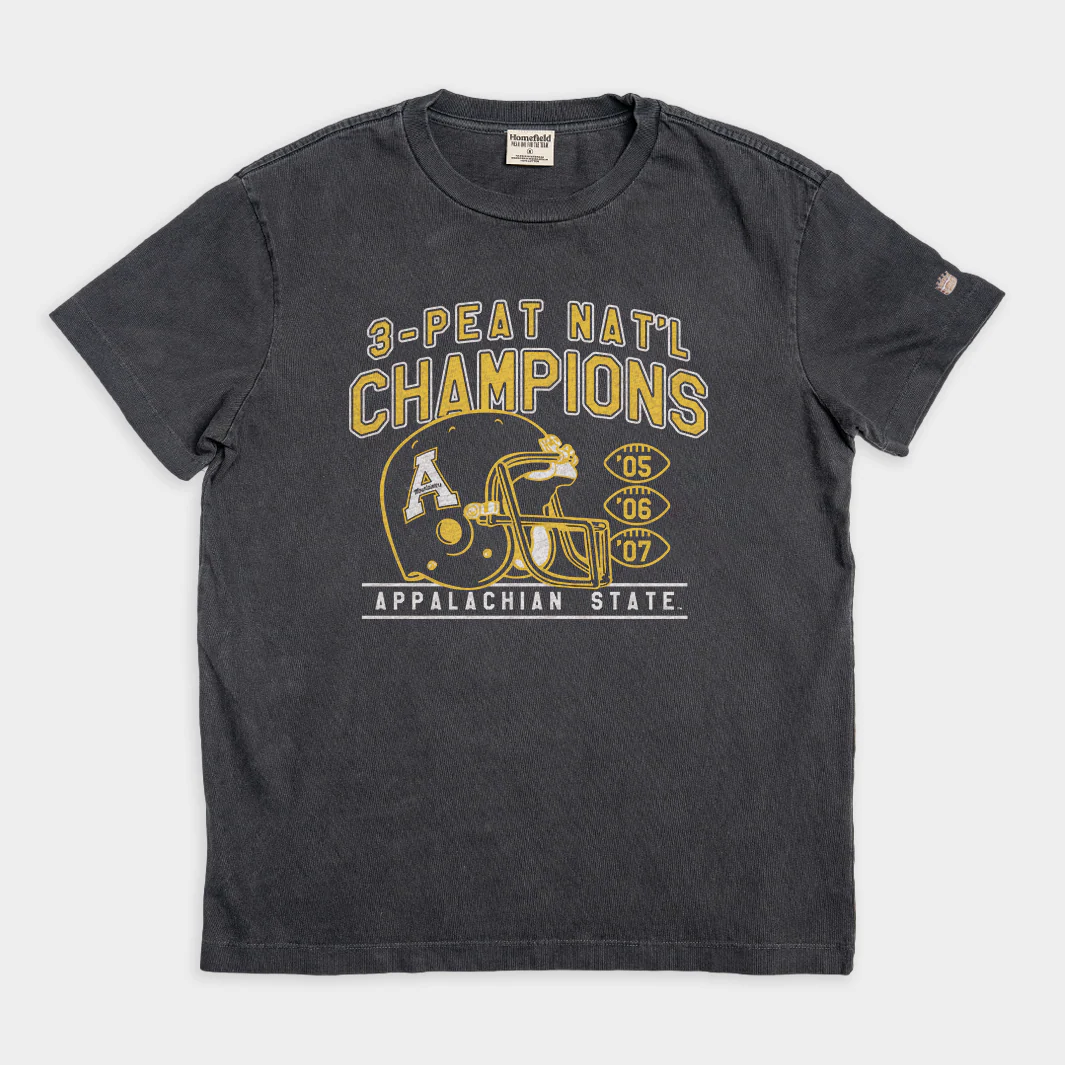 App State Football 2005-2007 3-Peat Champs Vintage Heavyweight Tee