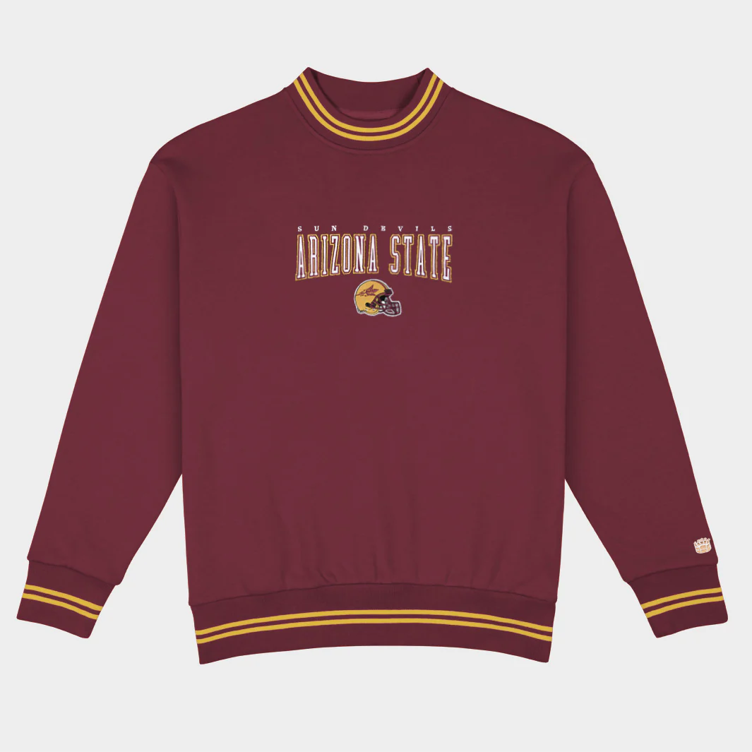 Arizona State Football Embroidered Tri-Stripe Crewneck