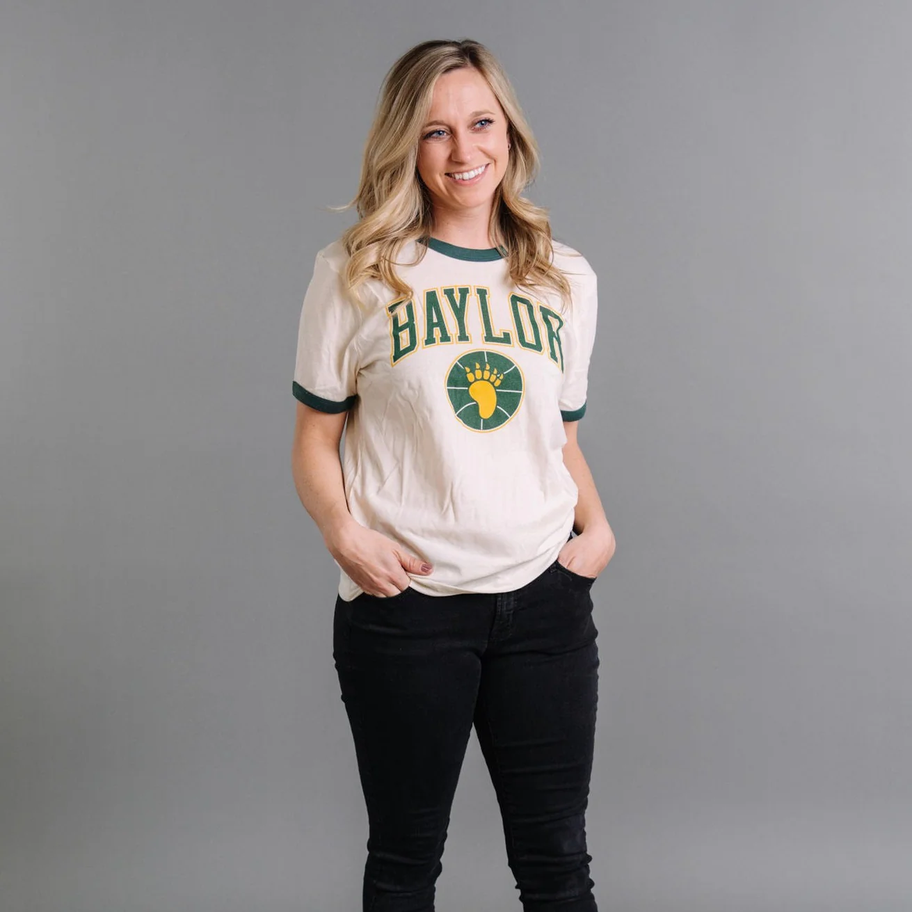 Baylor Bear Paw Basketball Ringer Tee - Image 2