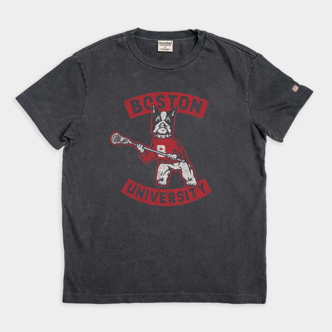 BU Terriers Vintage Lacrosse Logo Vintage Heavyweight Tee
