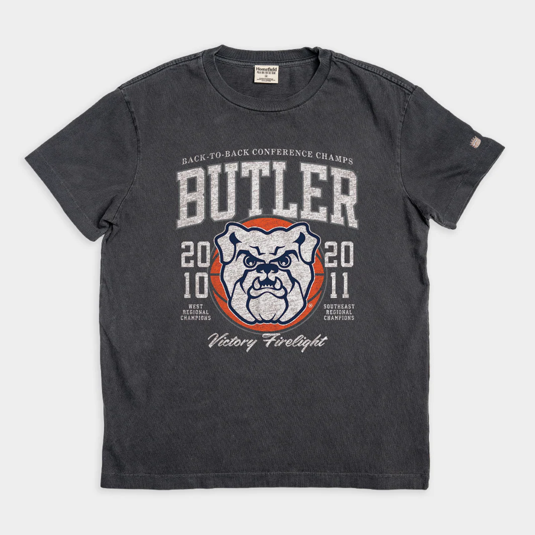 Butler Men's Basketball 2010 and 2011 Back-to-Back Champs Vintage Heavyweight Tee