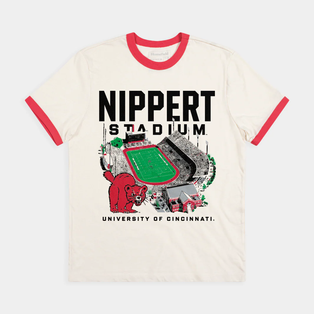 Cincinnati Football Nippert Stadium Ringer Tee