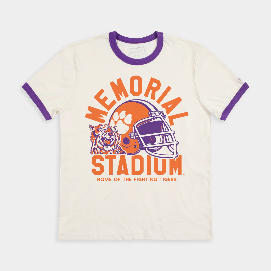 Clemson 55th Anniversary Tiger Paw Football Ringer Tee