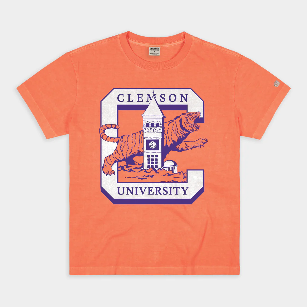 Clemson Tigers Clock Tower Vintage Heavyweight Tee