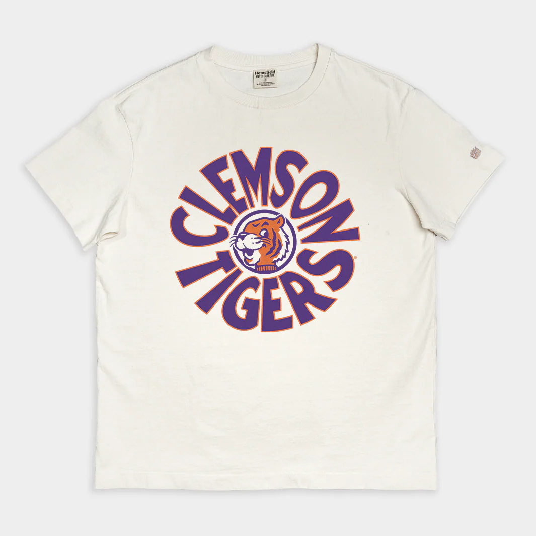 Clemson Tigers Retro Round Logo Vintage Heavyweight Tee