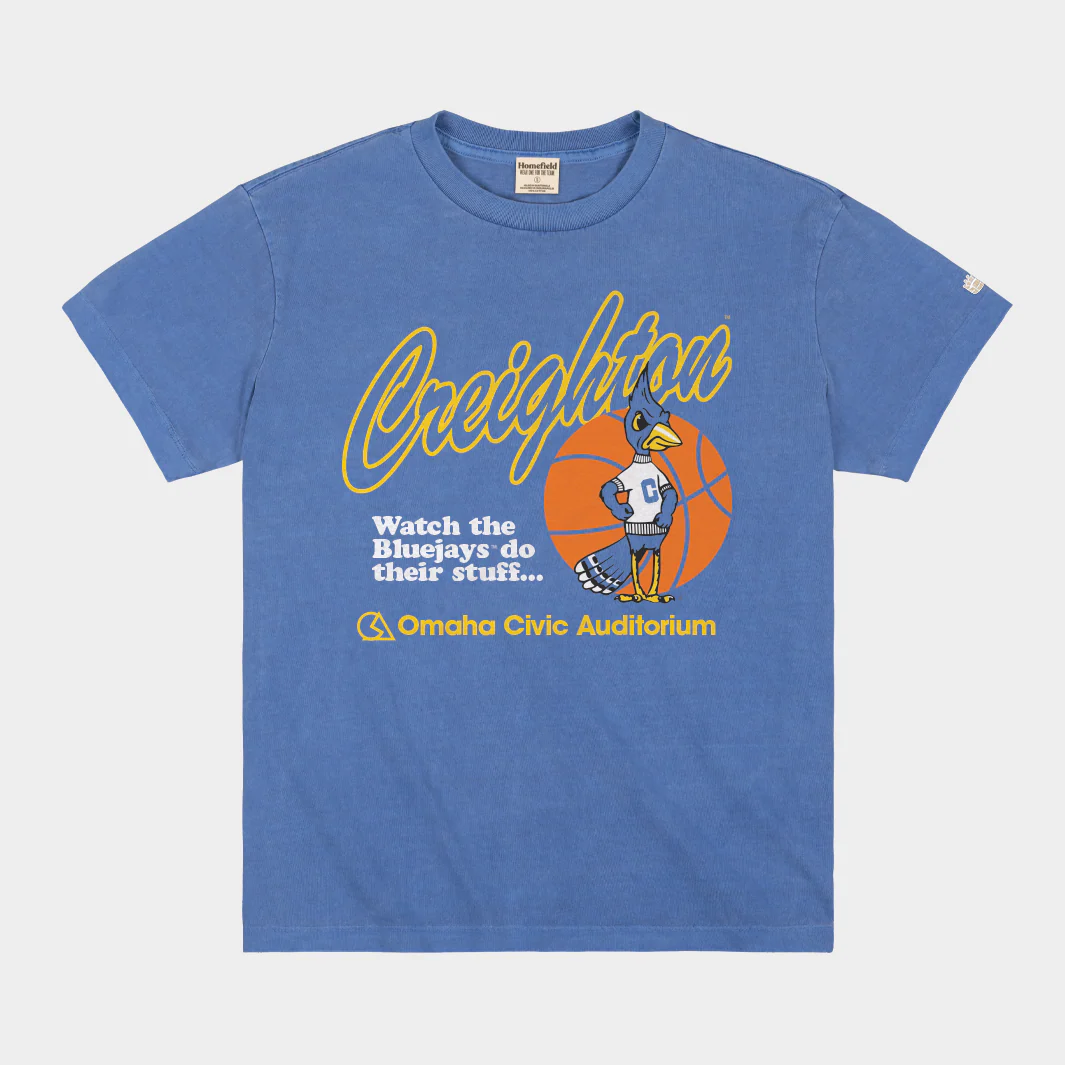 Creighton Basketball Omaha Civic Auditorium Vintage Heavyweight Tee