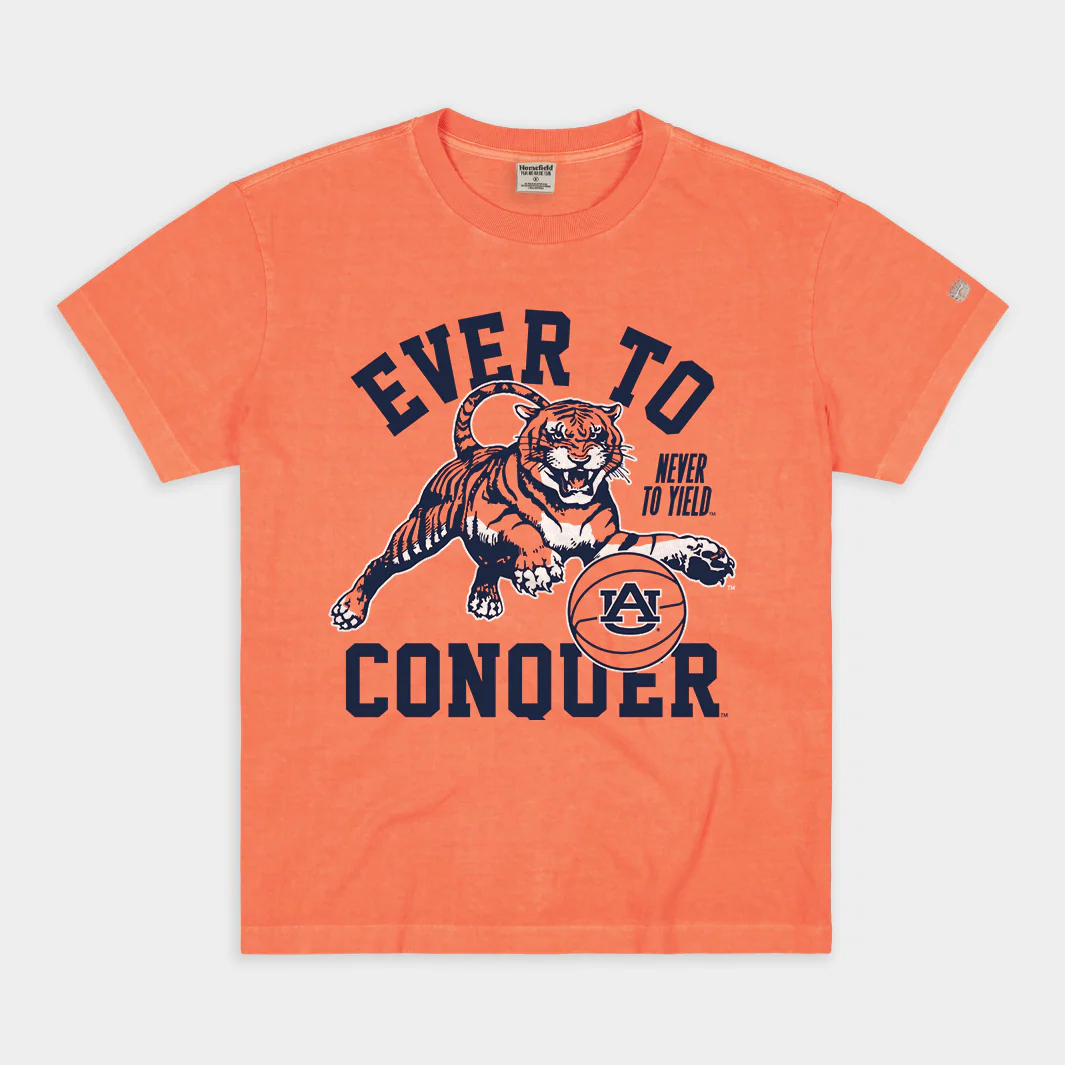 "Ever to Conquer" Auburn Basketball Vintage Heavyweight Tee