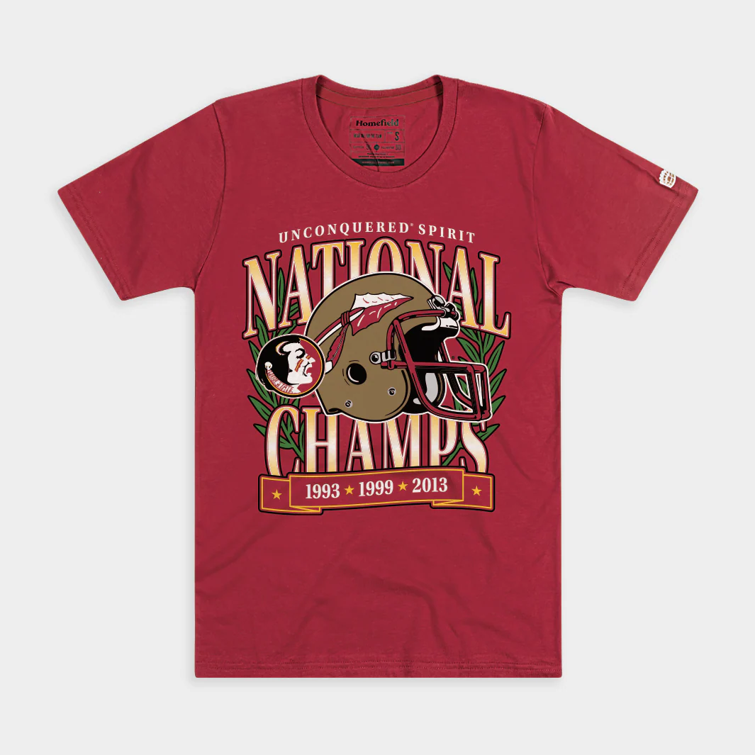 Florida State Football 3-Time National Champs Helmet Tee