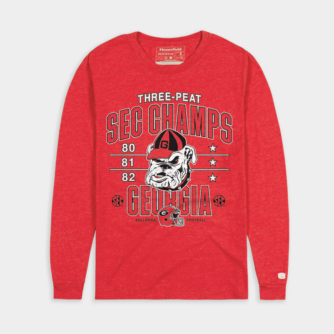 Georgia Football Three-Peat SEC Champs Long Sleeve