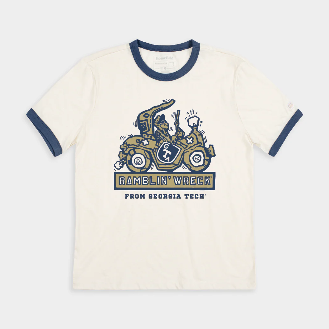 Georgia Tech Football Ramblin' Wreck Ringer Tee
