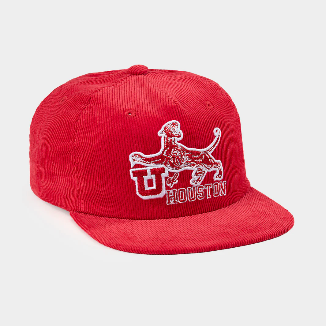 Houston Midcentury Cougar Logo and Wordmark Corduroy Hat - Image 2