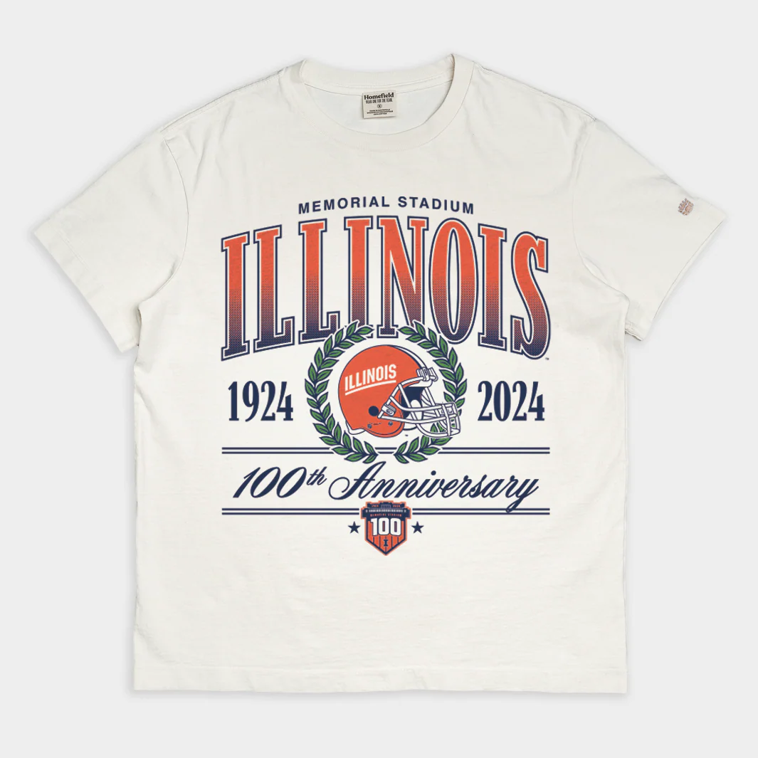 Illinois Football Memorial Stadium Centennial Vintage Heavyweight Tee