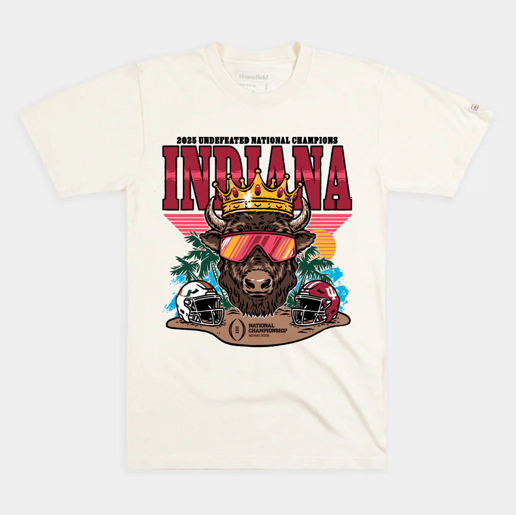 Indiana Hoosiers 2025 CFP National Champs Bison Crown Tee