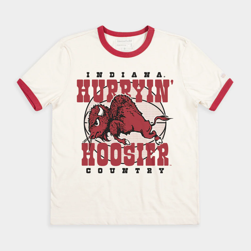 Indiana Basketball "Hurryin' Hoosier Country" Bison Ringer Tee