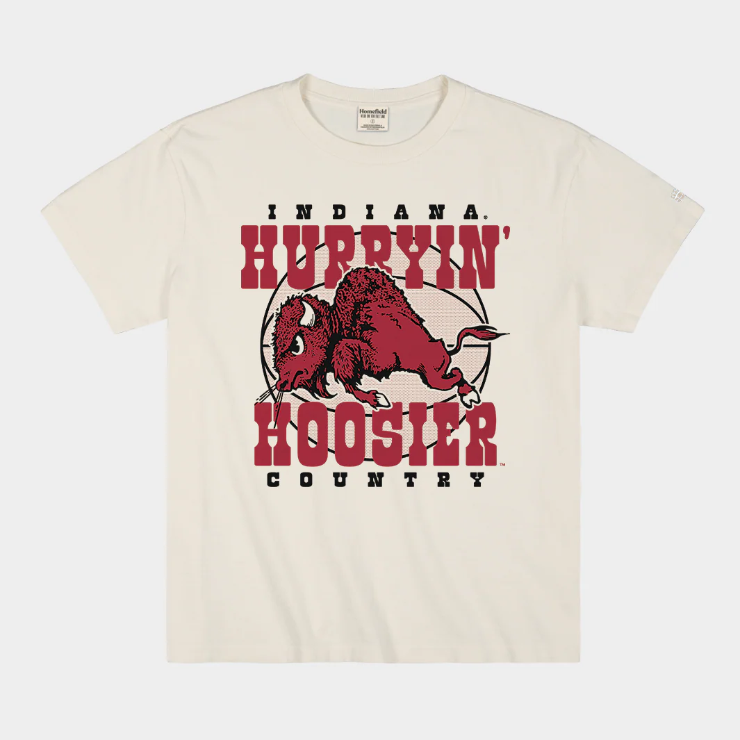 Indiana Basketball "Hurryin' Hoosier Country" Bison Vintage Heavyweight Tee