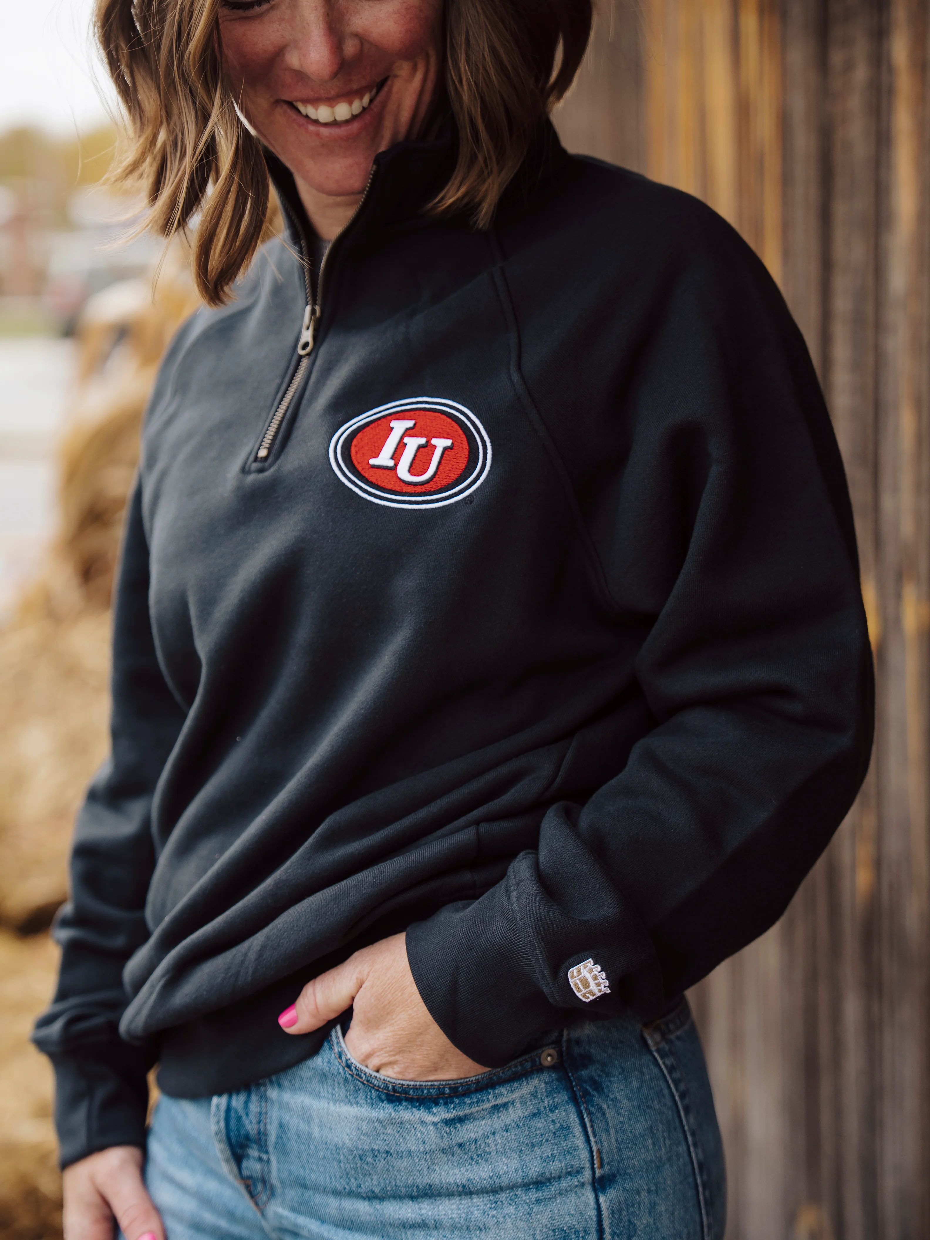 Indiana Retro Oval IU Logo Quarter Zip - Image 3