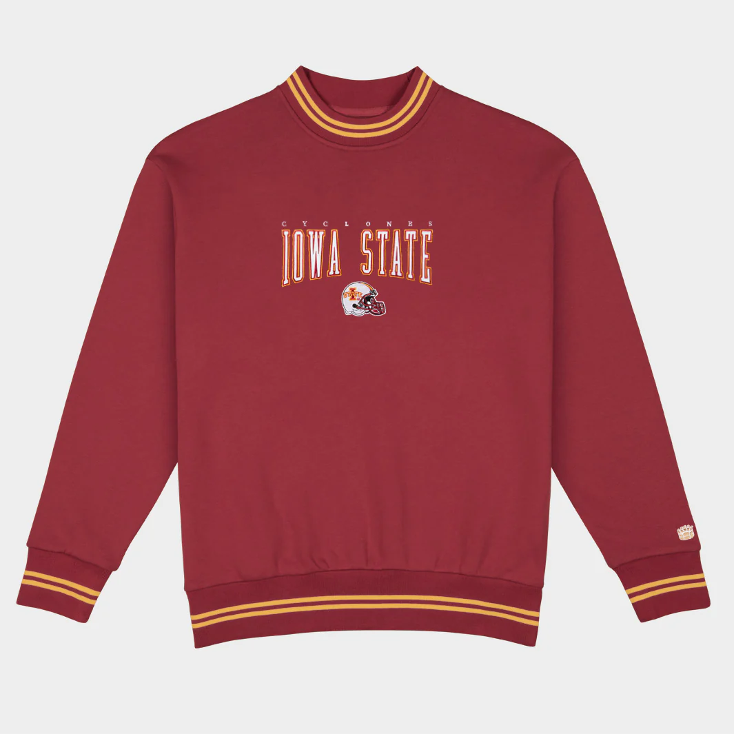 Iowa State Football Embroidered Tri-Stripe Crewneck