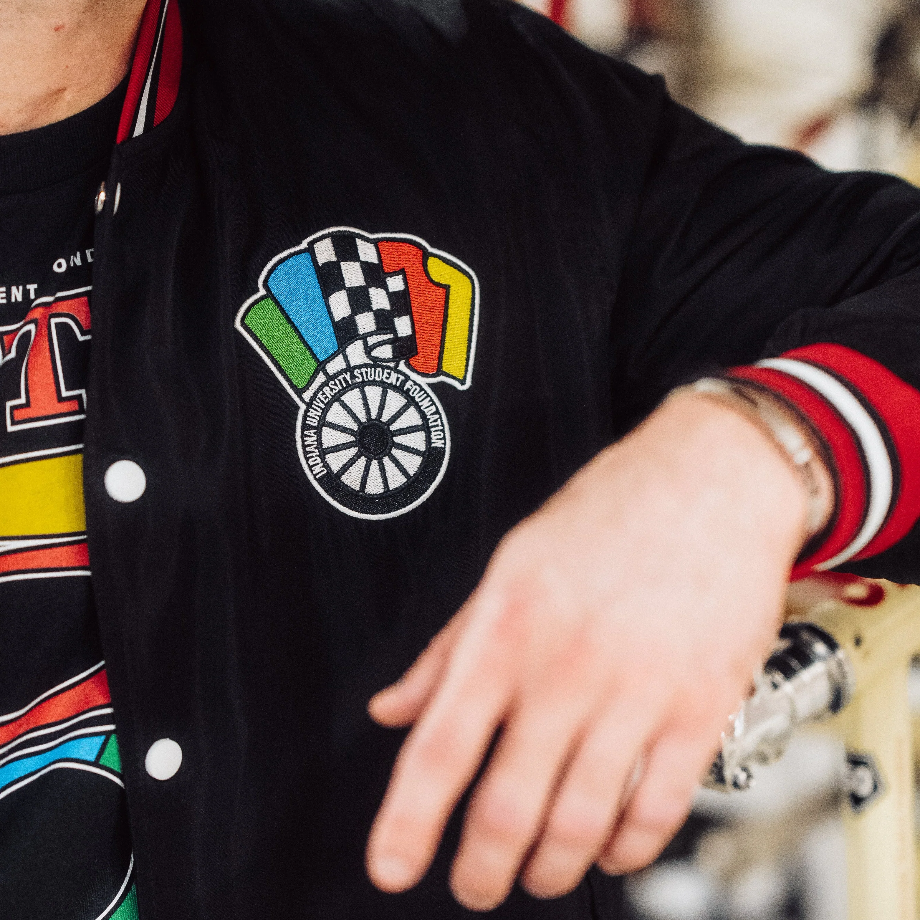 IU Student Foundation Little 500 Racing Bomber Jacket - Image 3