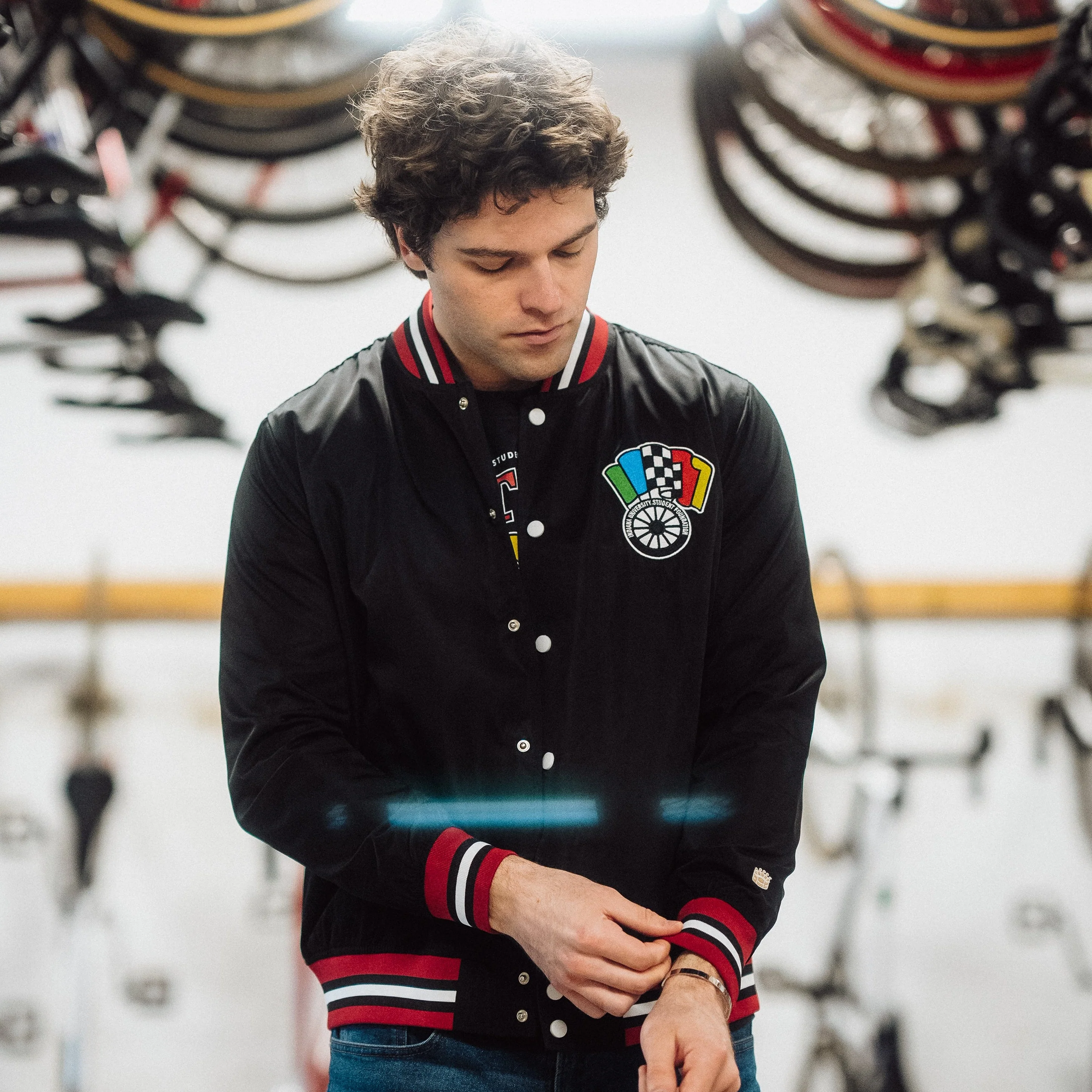 IU Student Foundation Little 500 Racing Bomber Jacket - Image 4