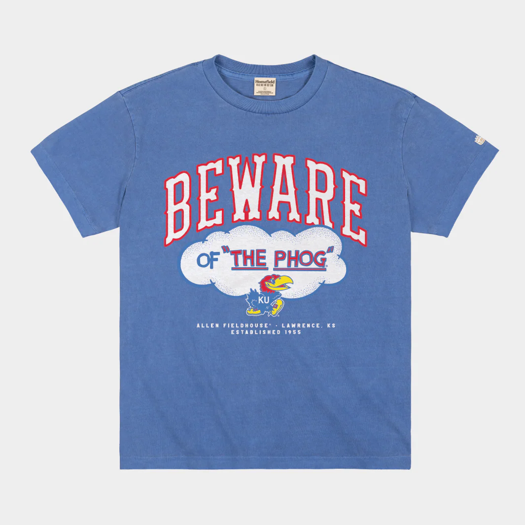 Kansas Jayhawks "Beware of The Phog" Allen Fieldhouse Heavyweight Tee