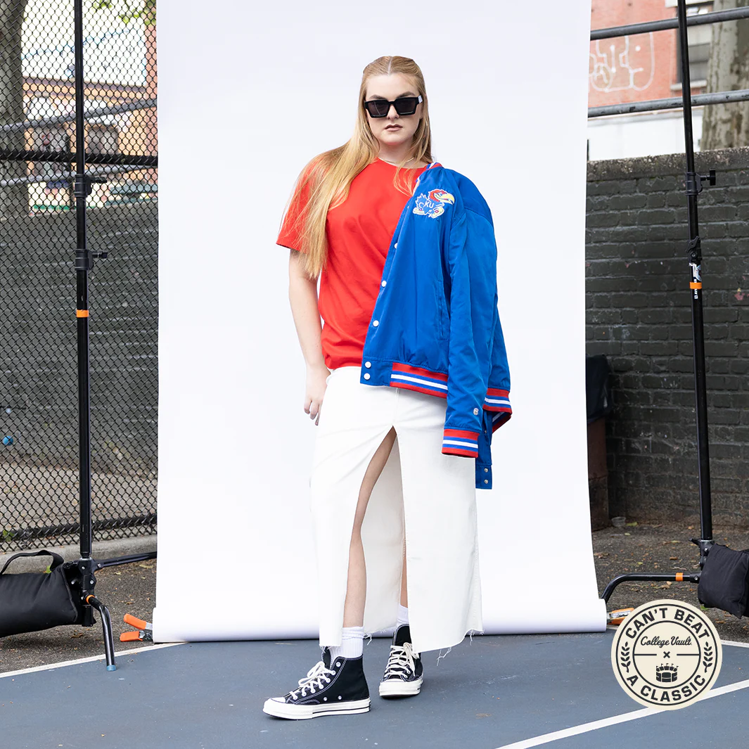 Kansas Jayhawks Retro Circus Font Bomber Jacket - Image 3