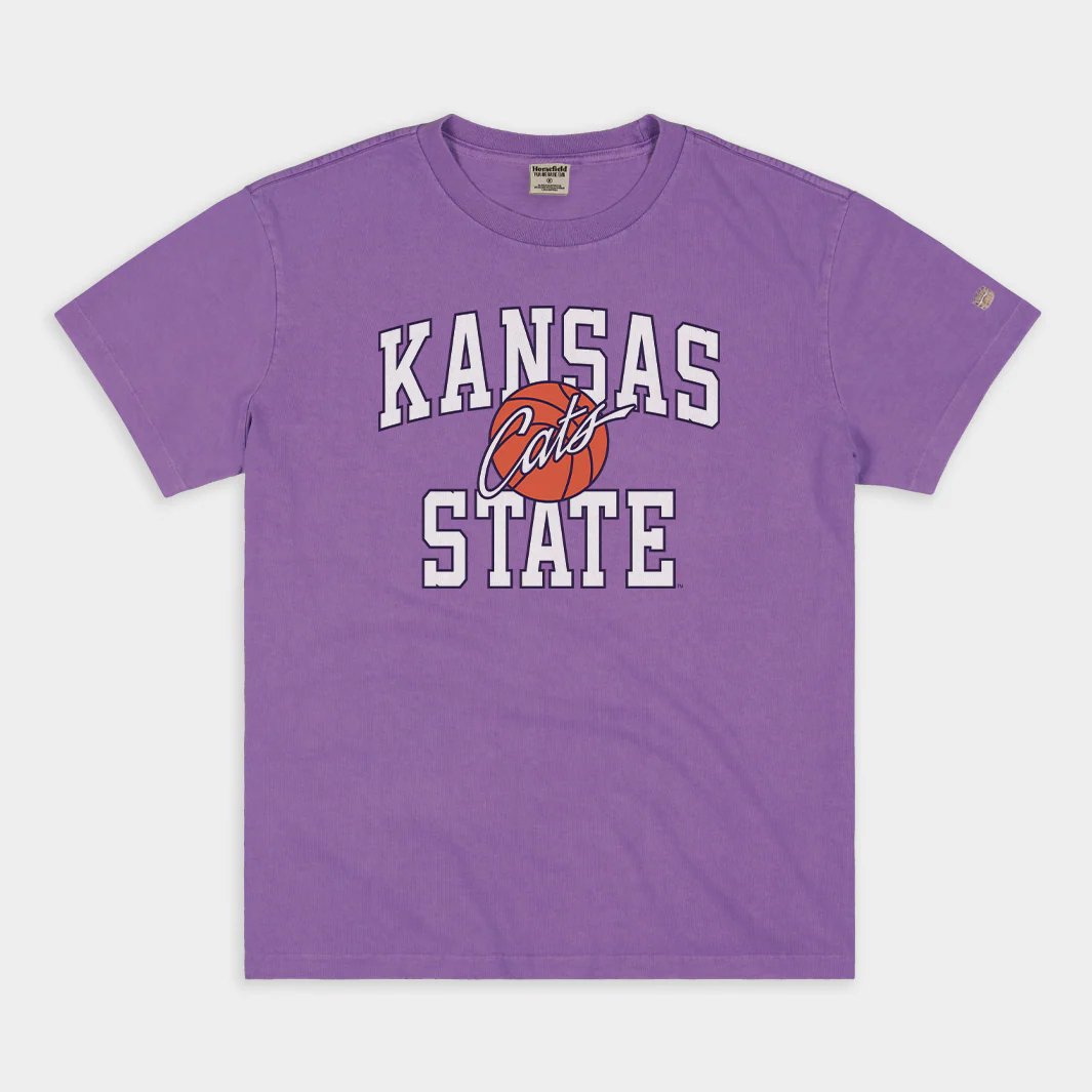 Kansas State Basketball Script "Cats" Vintage Heavyweight Tee