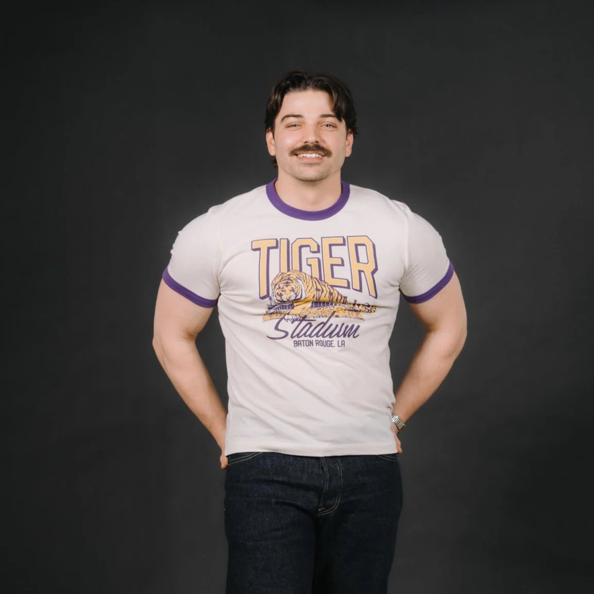LSU Football Tiger Stadium Ringer Tee - Image 2