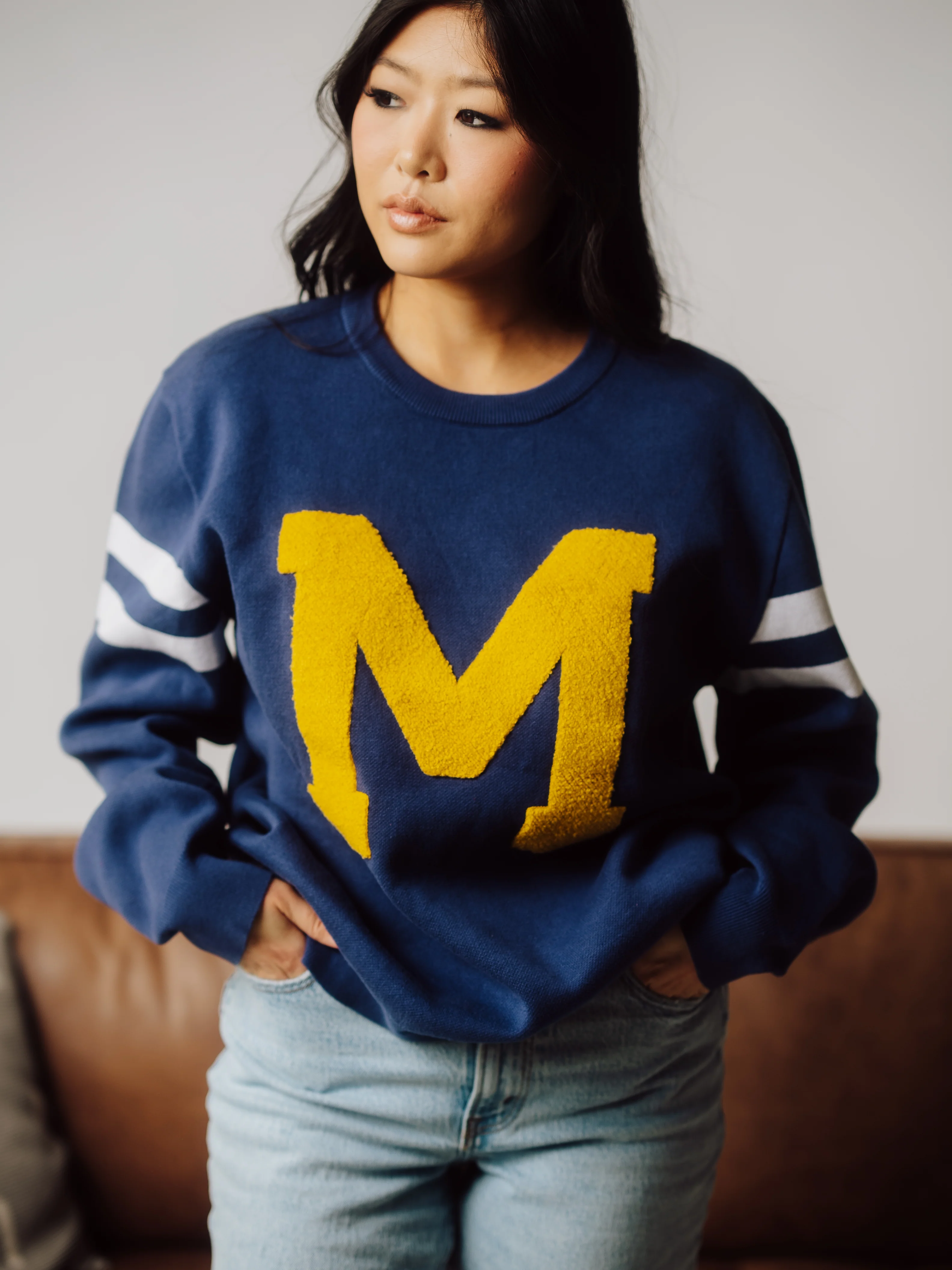 Michigan Vintage Block "M" Knit Sweater - Image 3