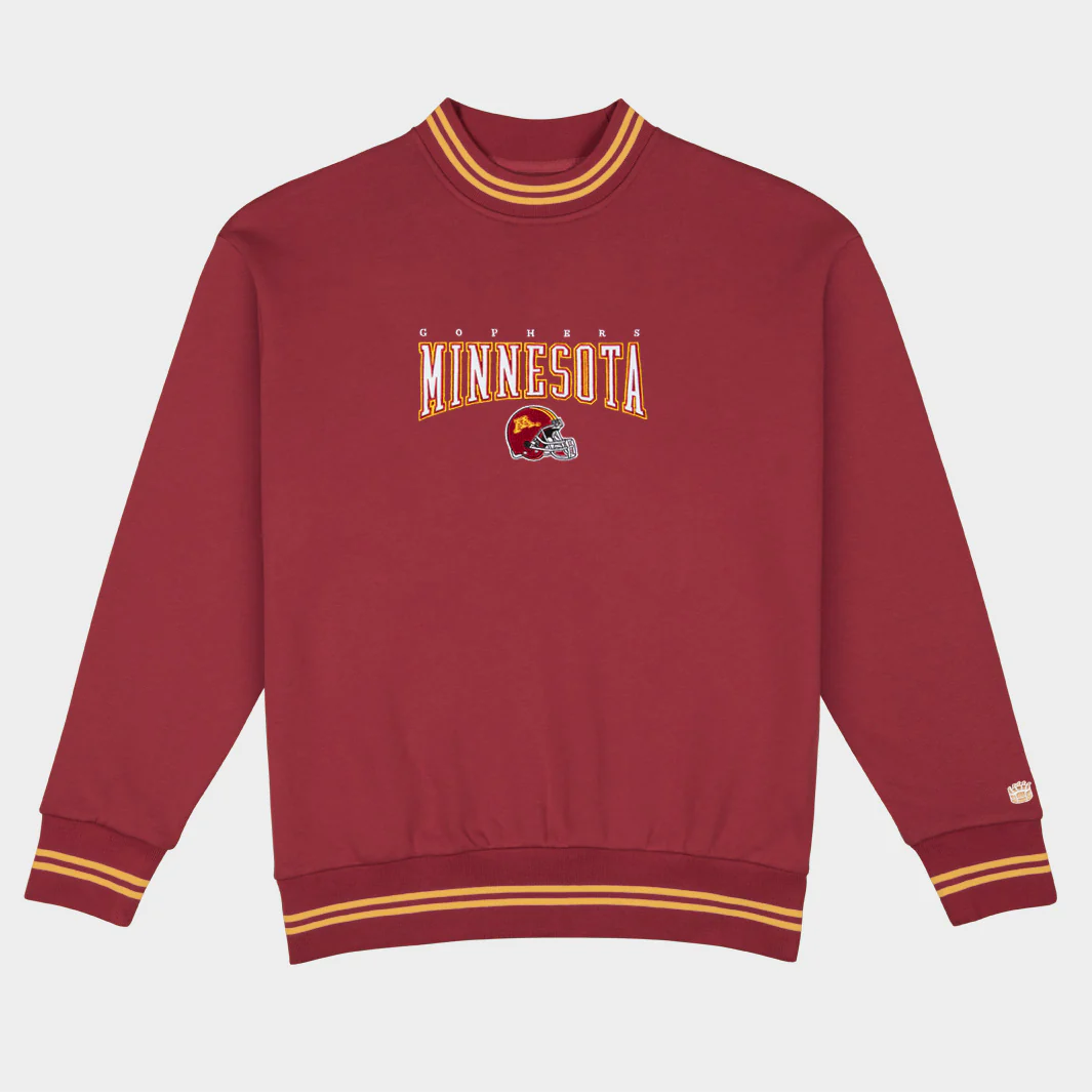 Minnesota Football Embroidered Tri-Stripe Crewneck