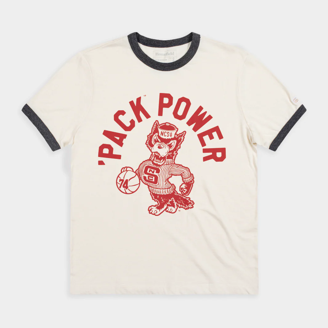 NC State Basketball "'Pack Power" Mascot Ringer Tee