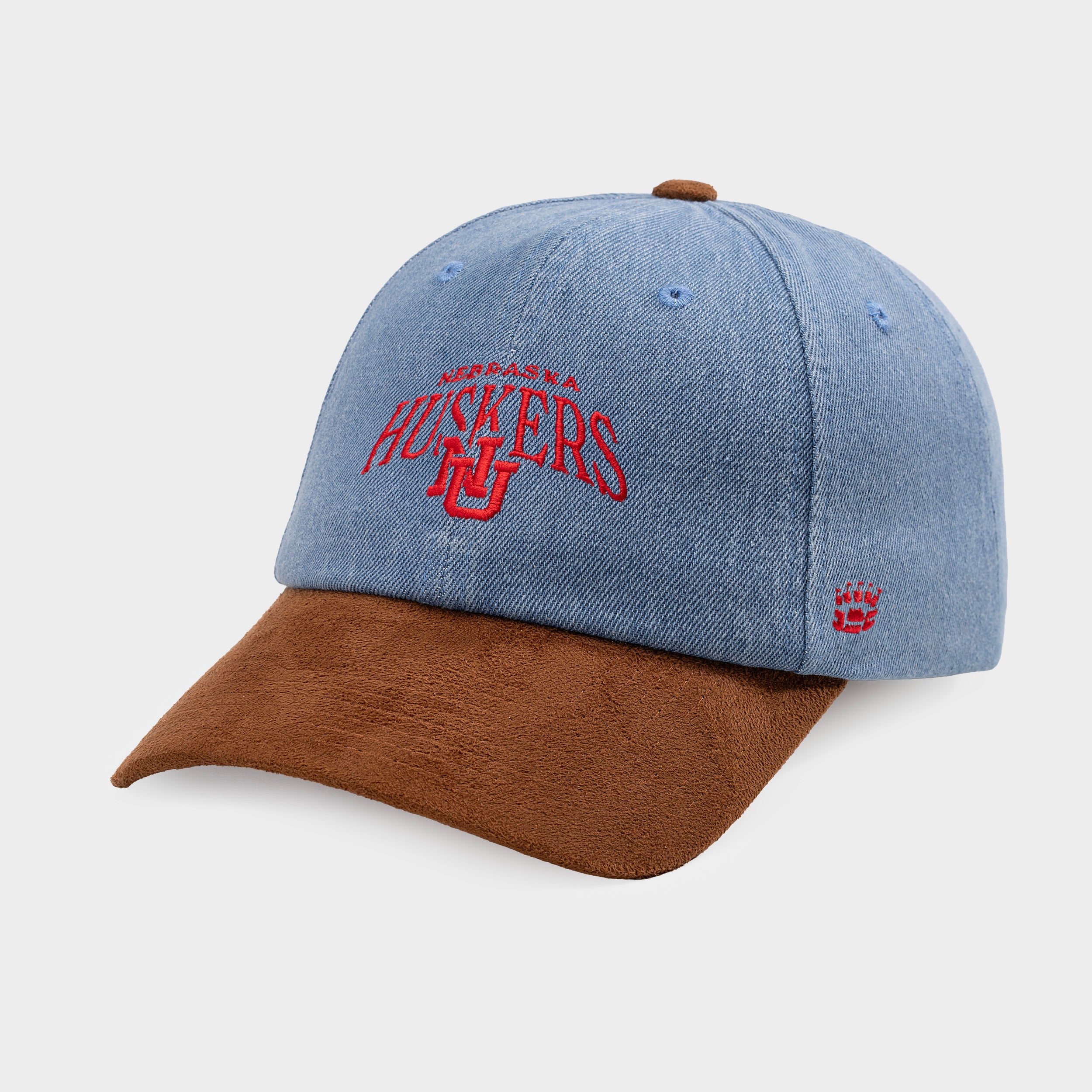 Nebraska Cornhuskers Denim and Suede Dad Hat