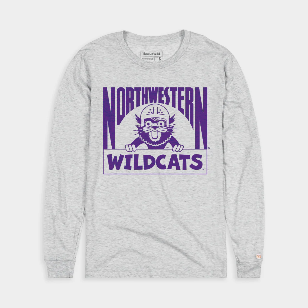 Northwestern Wildcats Vintage Football Mascot Long Sleeve