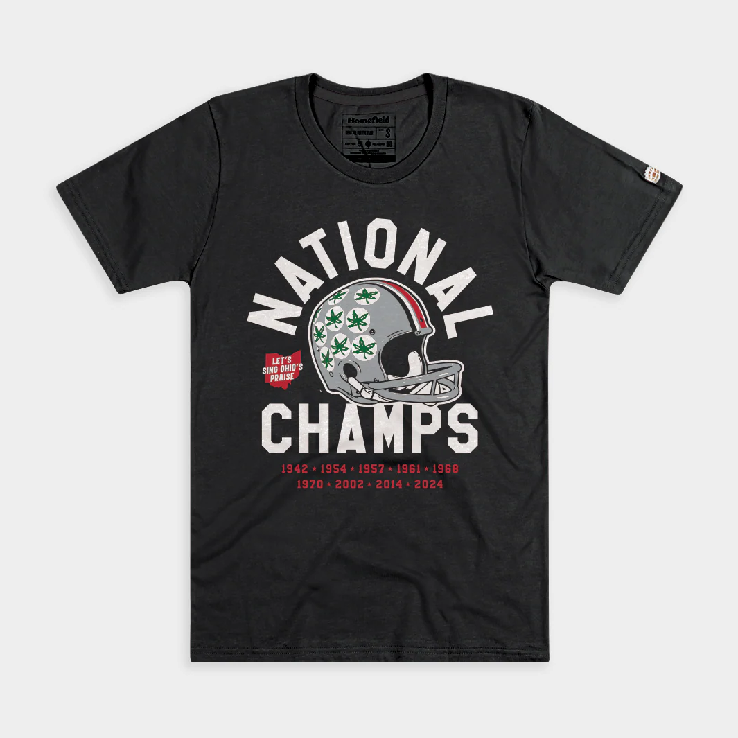 Ohio State Football 2024 National Champions Helmet Stickers Tee
