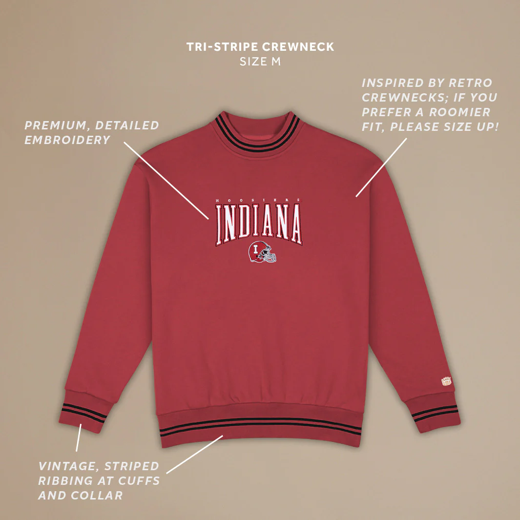 Ohio State Football Embroidered Tri-Stripe Crewneck - Image 3