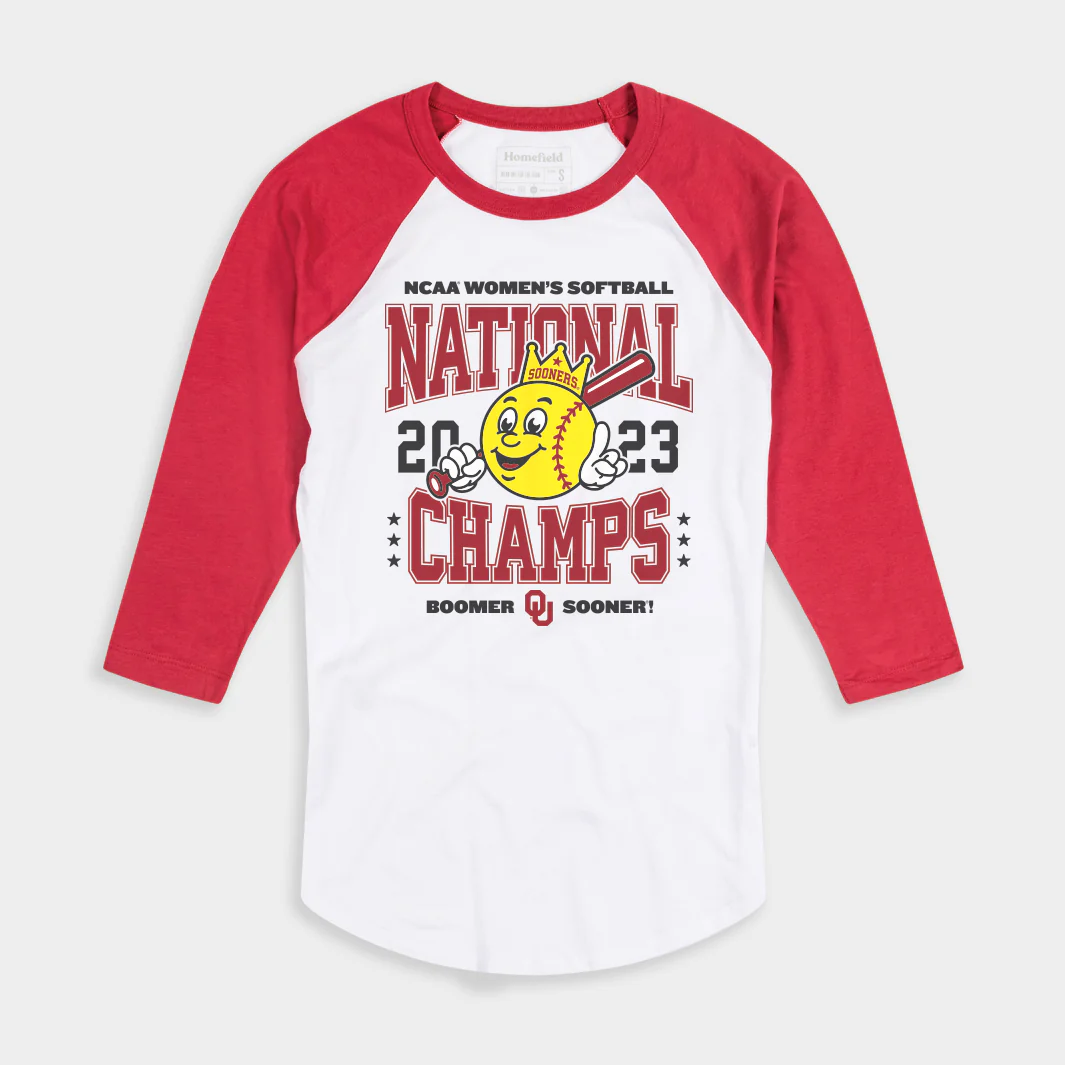 Oklahoma 2023 Softball WCWS Champions Baseball Tee