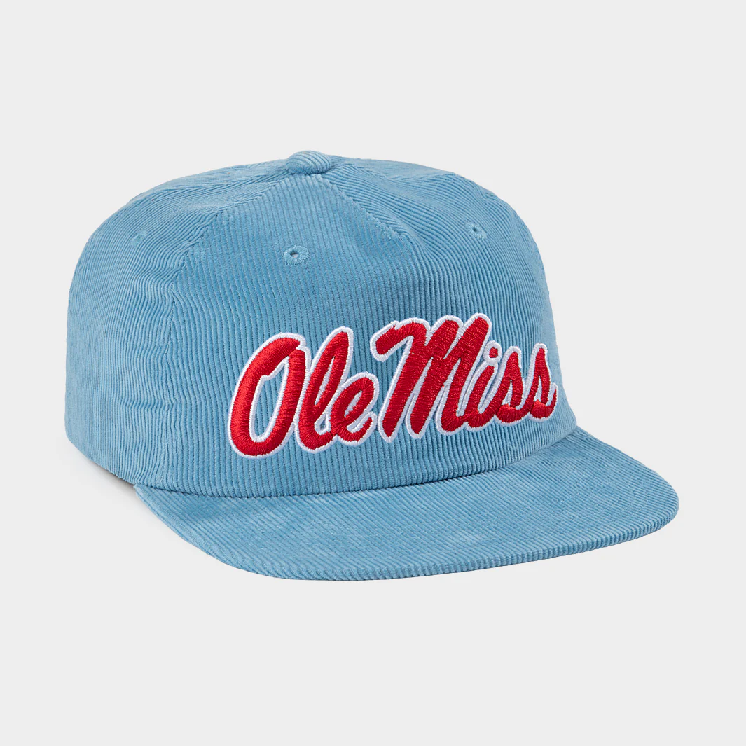 Ole Miss Classic Script Powder Blue Corduroy Hat - Image 2