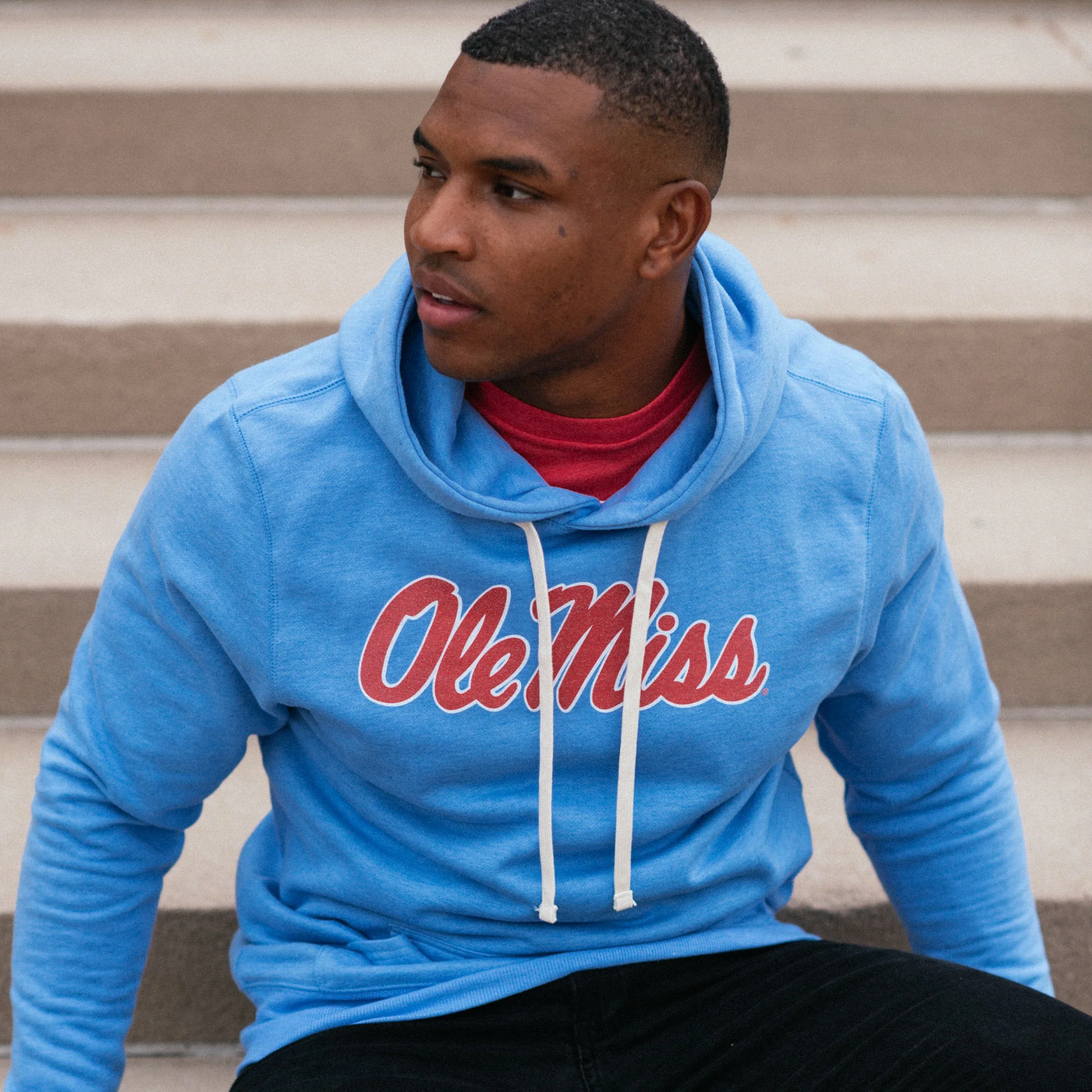 Ole Miss Classic Script Powder Blue Hoodie - Image 2