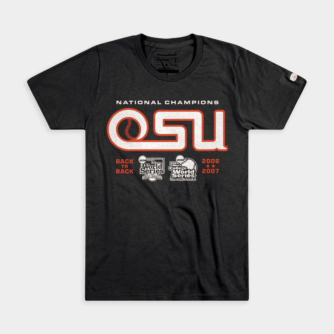Oregon State Baseball 2006 and 2007 National Champs Tee