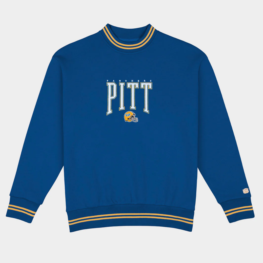 Pitt Football Embroidered Tri-Stripe Crewneck