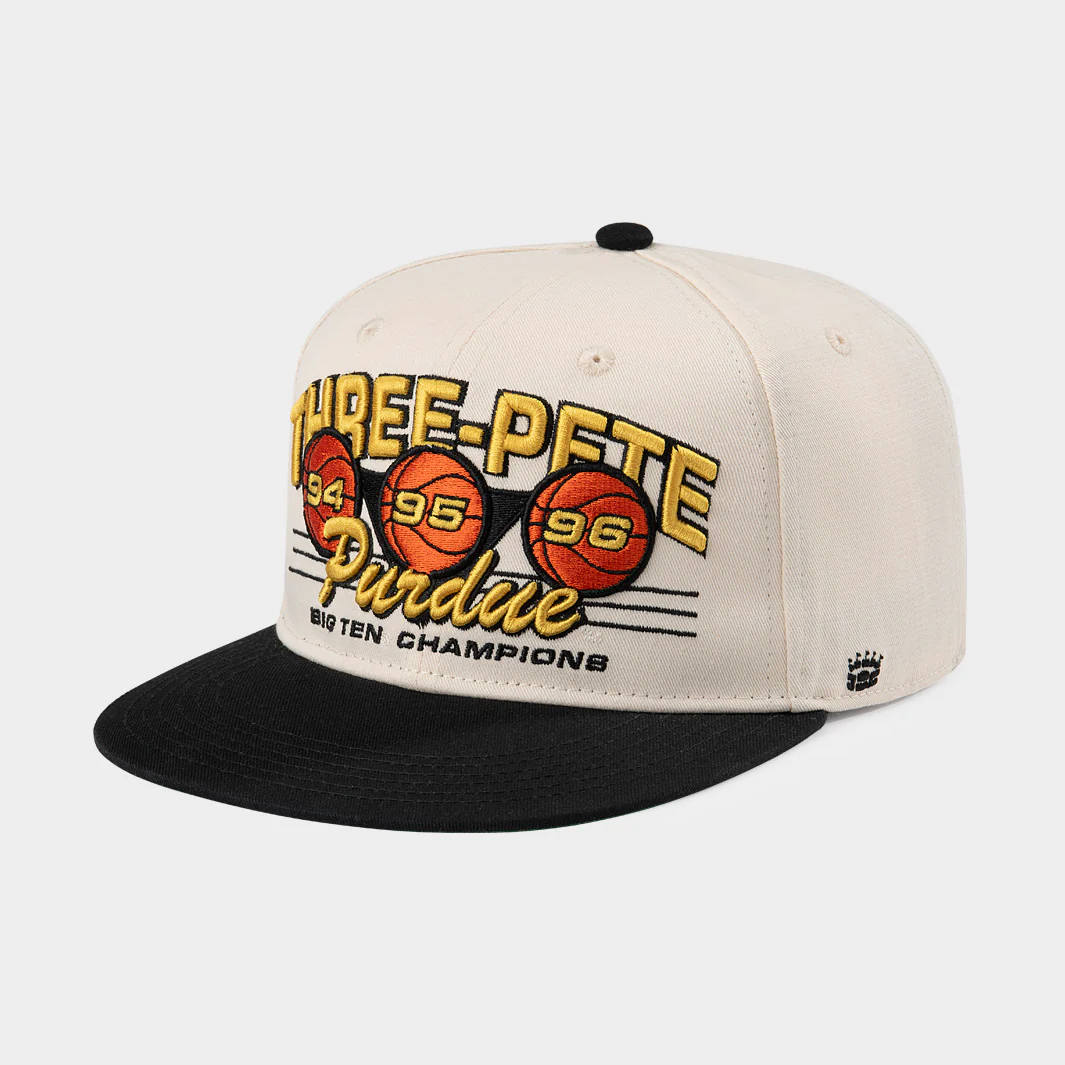 Purdue Basketball 1990s "Three-Pete" Snapback Hat