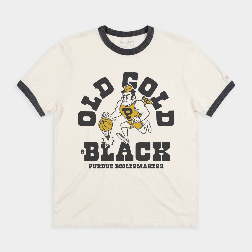 Purdue Boilermakers "Old Gold & Black" Basketball Ringer Tee