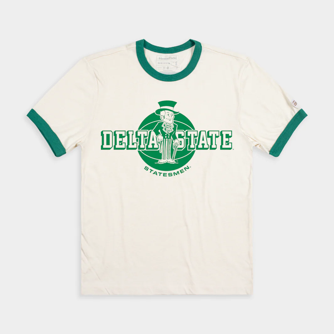 Retro Delta State Statesmen Basketball Ringer Tee