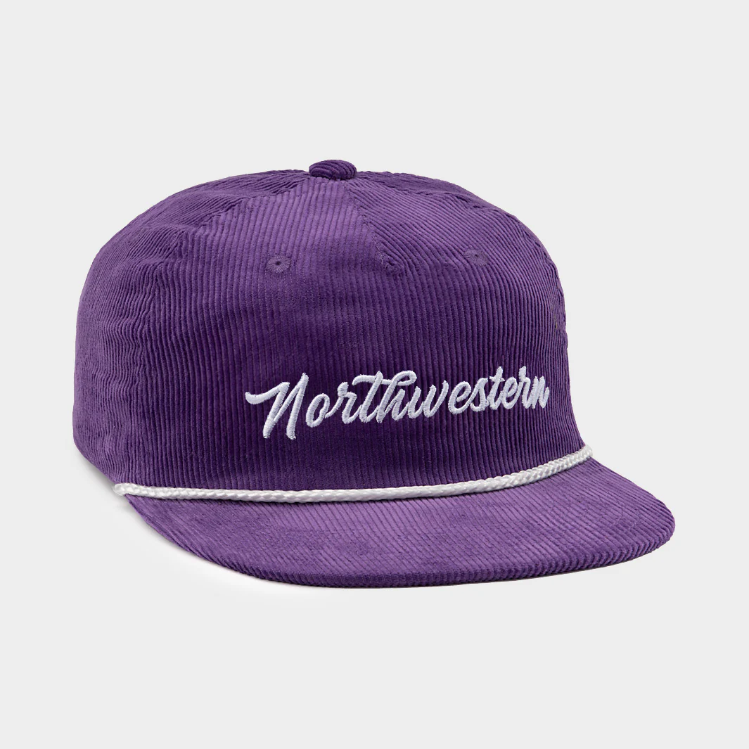Retro-Inspired Northwestern Script Corduroy Hat - Image 2