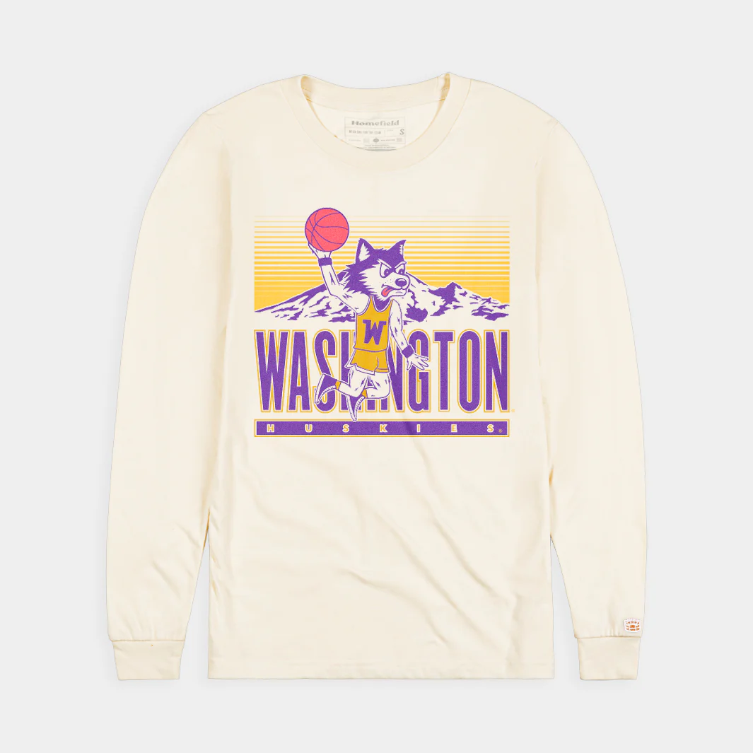 Retro-Inspired UW Dunking Harry the Husky Long Sleeve