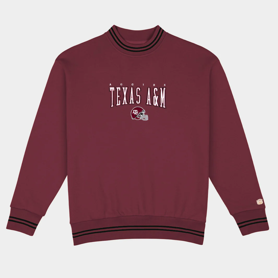 Texas A&M Football Embroidered Tri-Stripe Crewneck