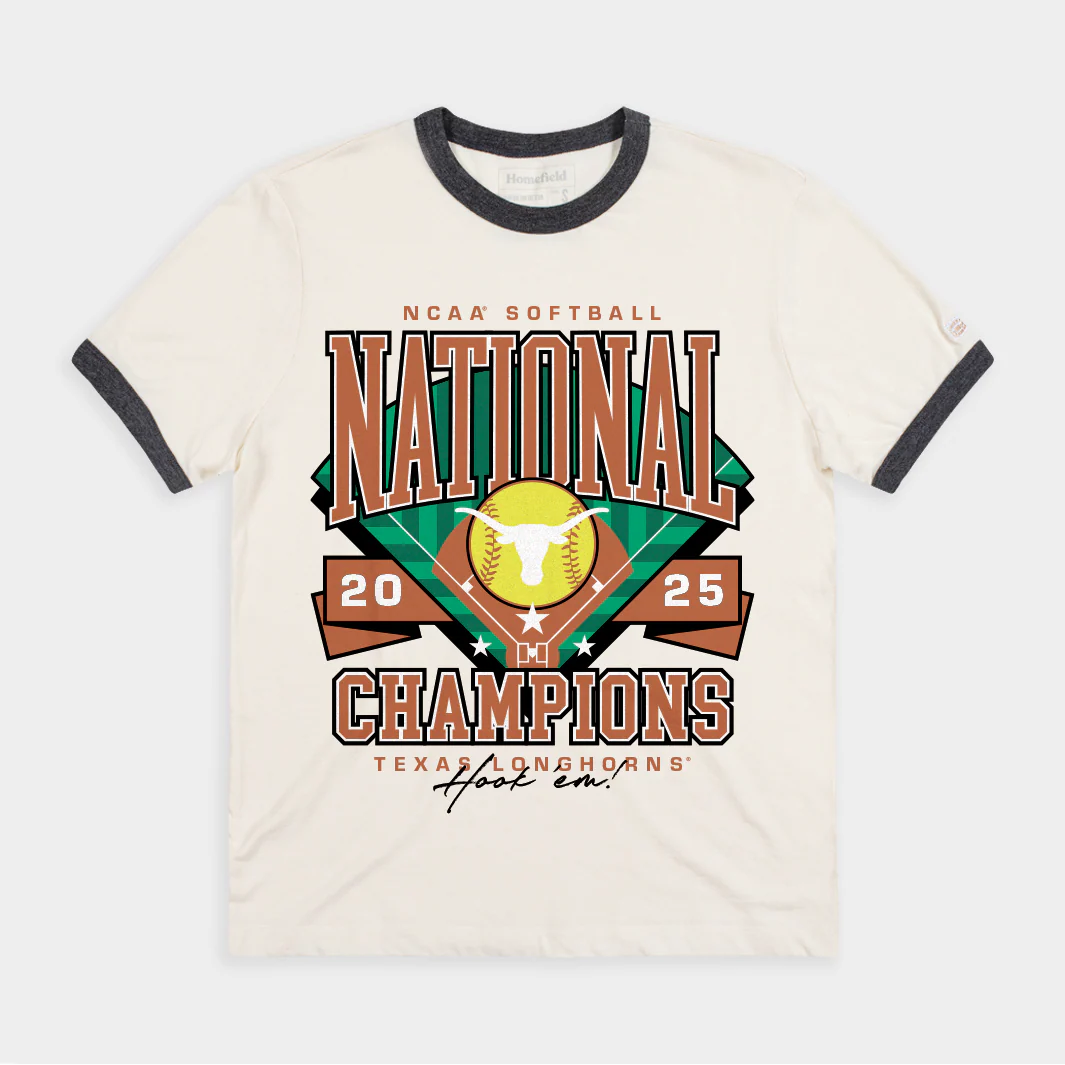 Texas Longhorns Softball 2025 National Champs Ringer Tee
