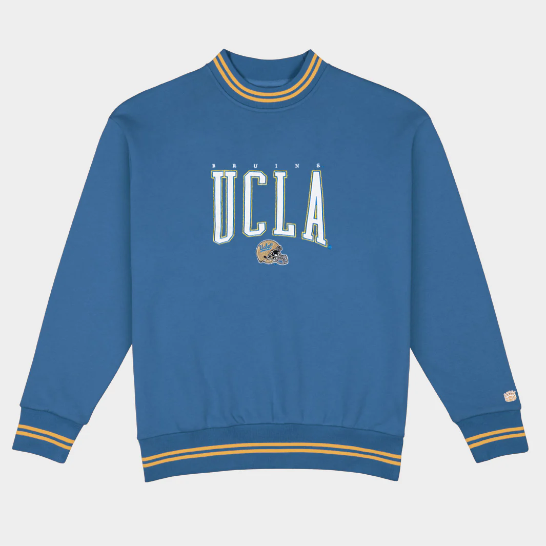 UCLA Football Embroidered Tri-Stripe Crewneck