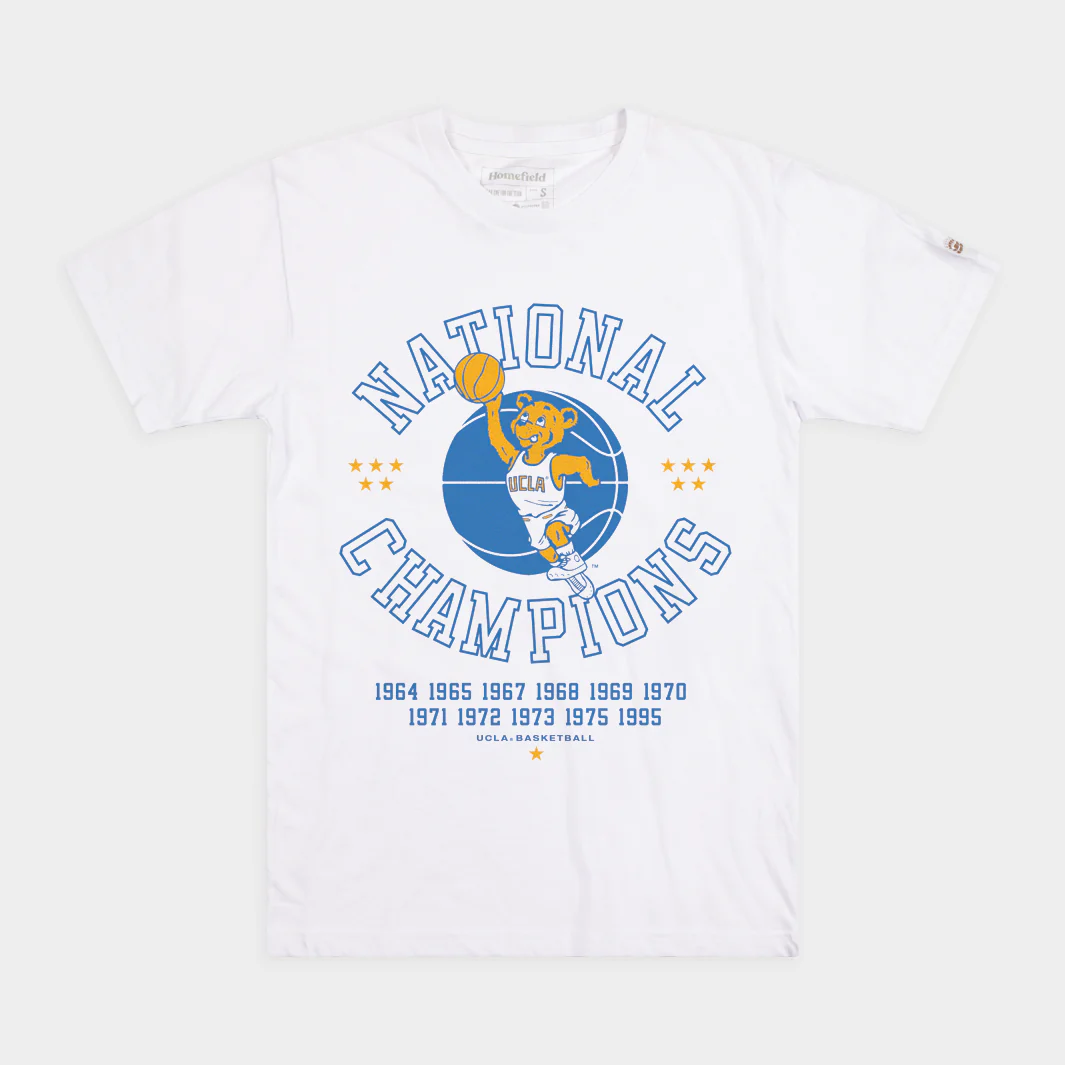 UCLA Men's Basketball 11-Time National Champions White Tee