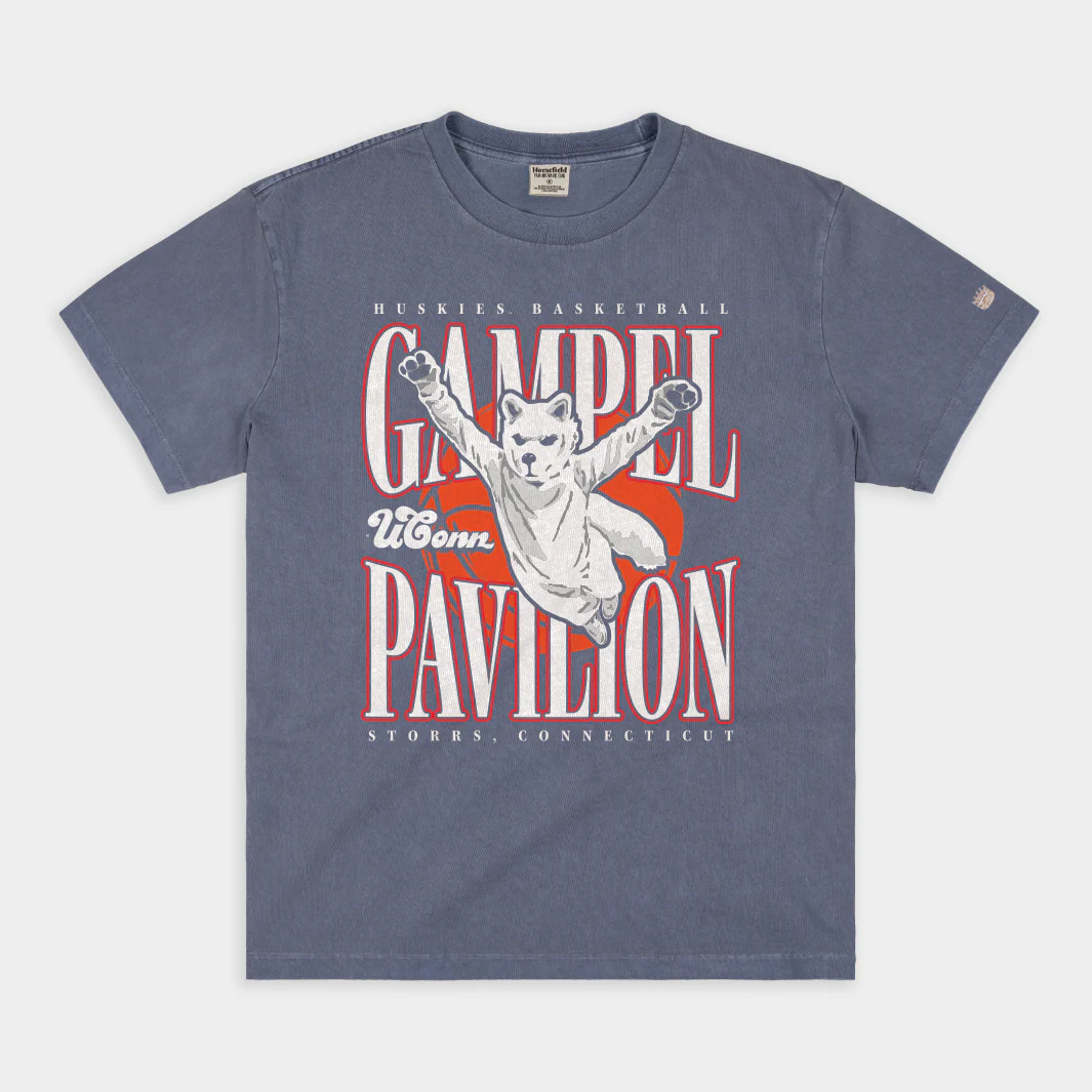 UConn Basketball Gampel Pavilion Vintage Heavyweight Tee